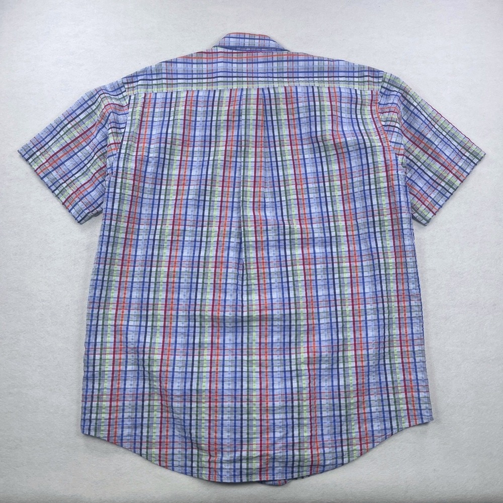Brooks Brothers 346 Mens Large Short Sleeve Plaid Seersucker Cotton Shirt Multi - Picture 3 of 6